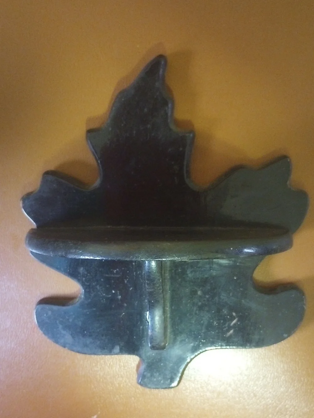 3 Wooden Vintage Mini Display Shelves Shaped Like Oak Leaves